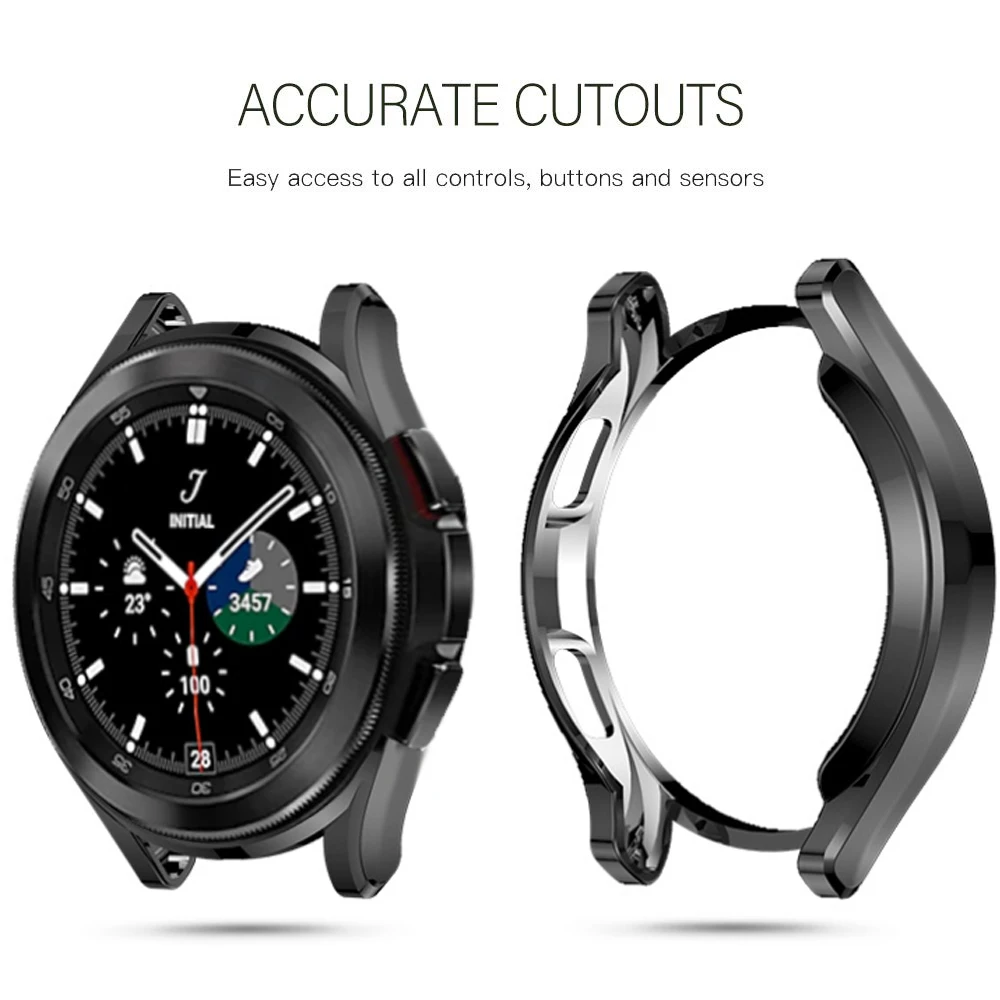 Cover for samsung Galaxy watch 4 classic 46/42mm Soft TPU Plated all-around Screen protector bumper Galaxy watch 4 44/40mm Case