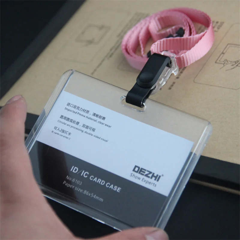 ID Card Holder Keychain Desk Accessories Photocard Holder Business Card Holder Stationery Organizer Clip Holder Office Supplies