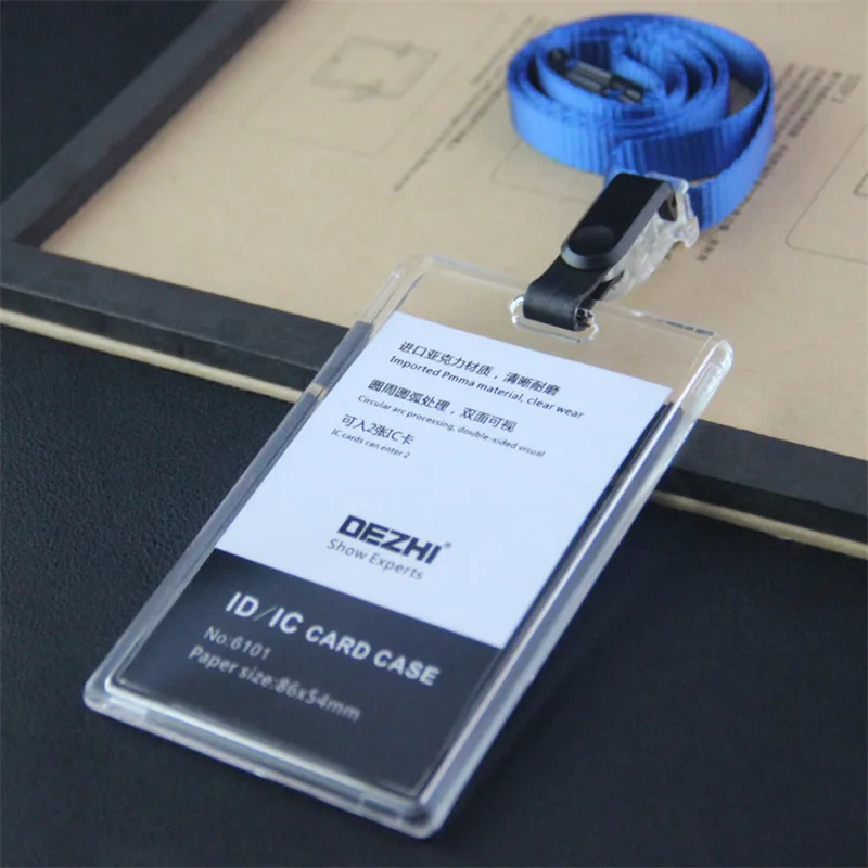 ID Card Holder Keychain Desk Accessories Photocard Holder Business Card Holder Stationery Organizer Clip Holder Office Supplies