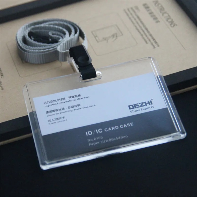 ID Card Holder Keychain Desk Accessories Photocard Holder Business Card Holder Stationery Organizer Clip Holder Office Supplies
