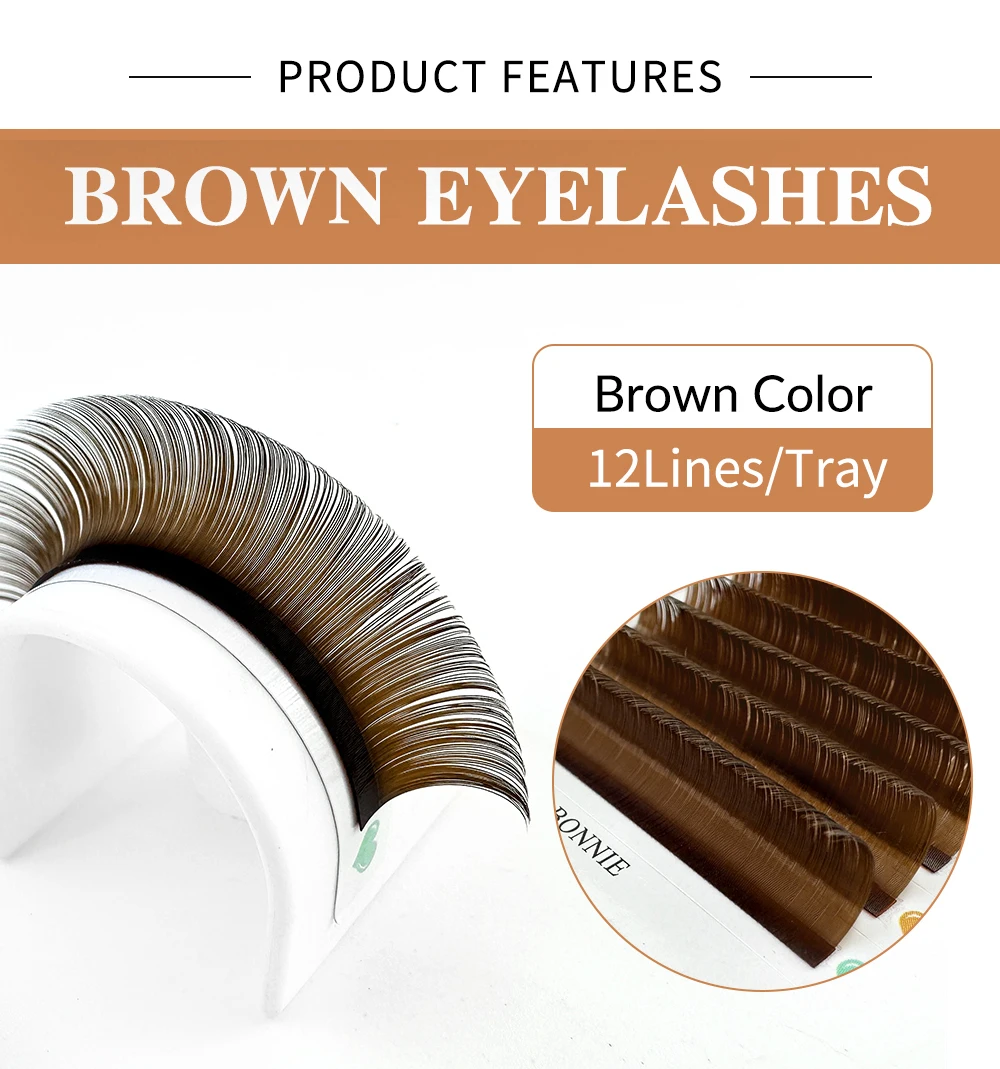 ABONNIE Dark Brown Eyelash Extension Mix 8-15mm Mink Individual Eyelash Lashes High Quality Color Natural Korean Eyelashes