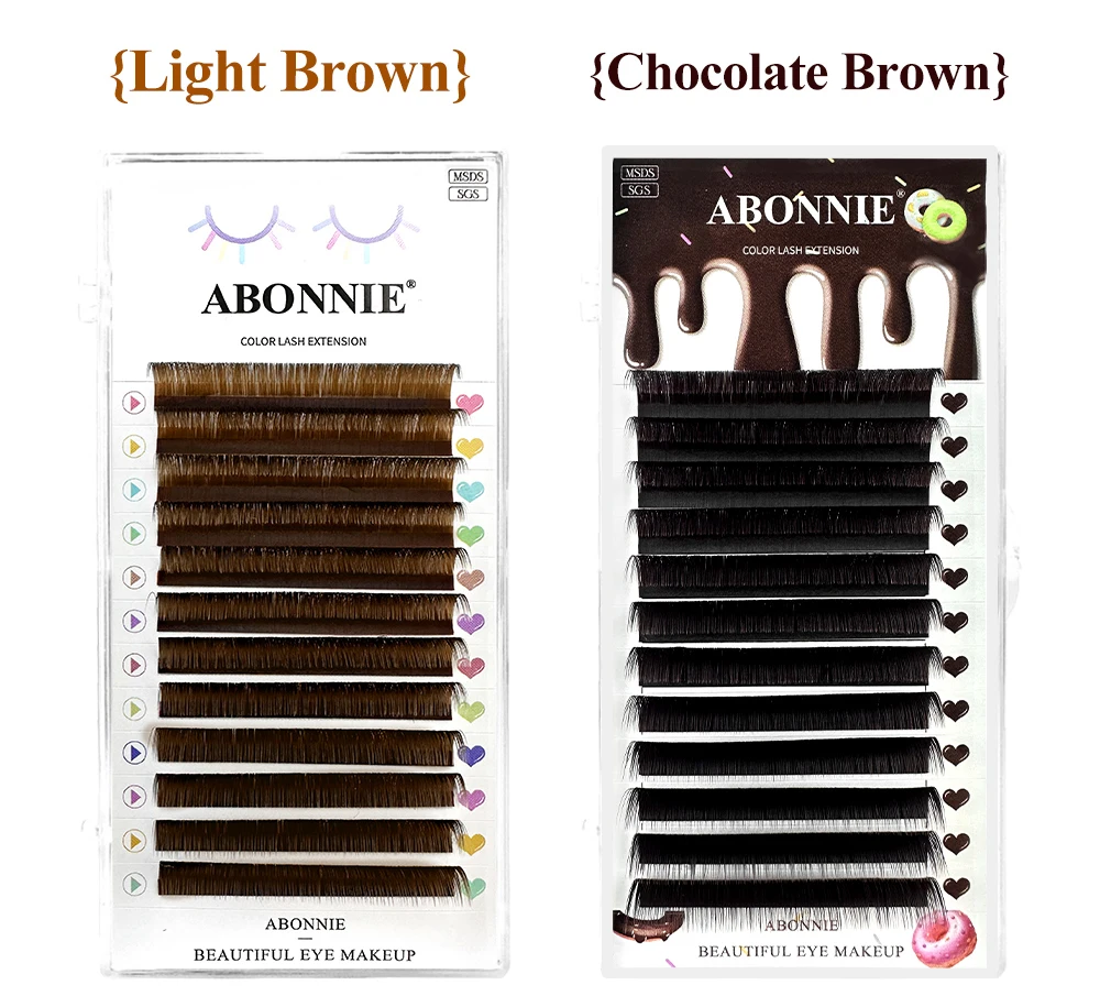 ABONNIE Dark Brown Eyelash Extension Mix 8-15mm Mink Individual Eyelash Lashes High Quality Color Natural Korean Eyelashes