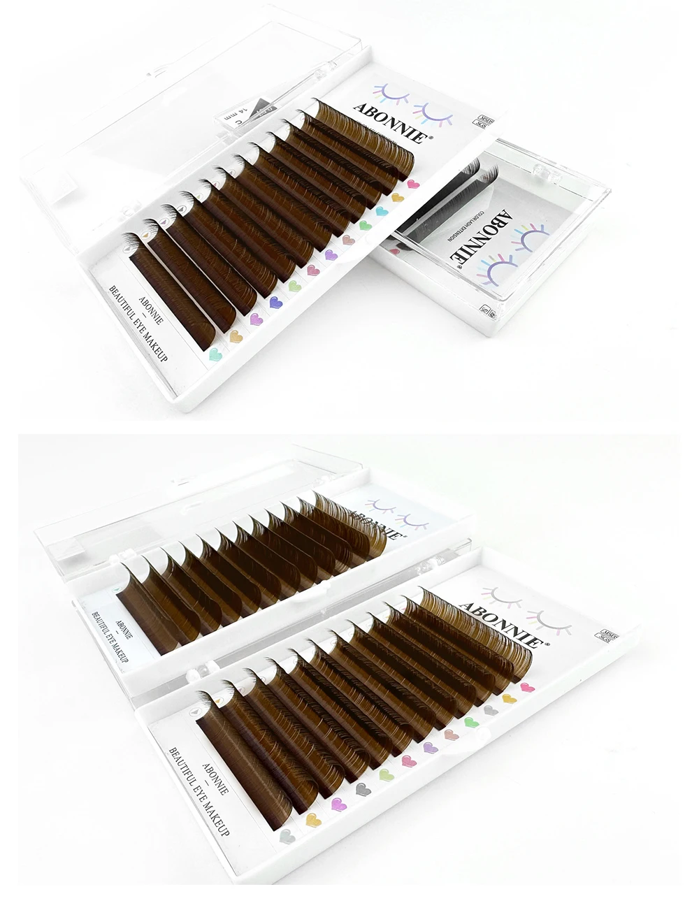 ABONNIE Dark Brown Eyelash Extension Mix 8-15mm Mink Individual Eyelash Lashes High Quality Color Natural Korean Eyelashes