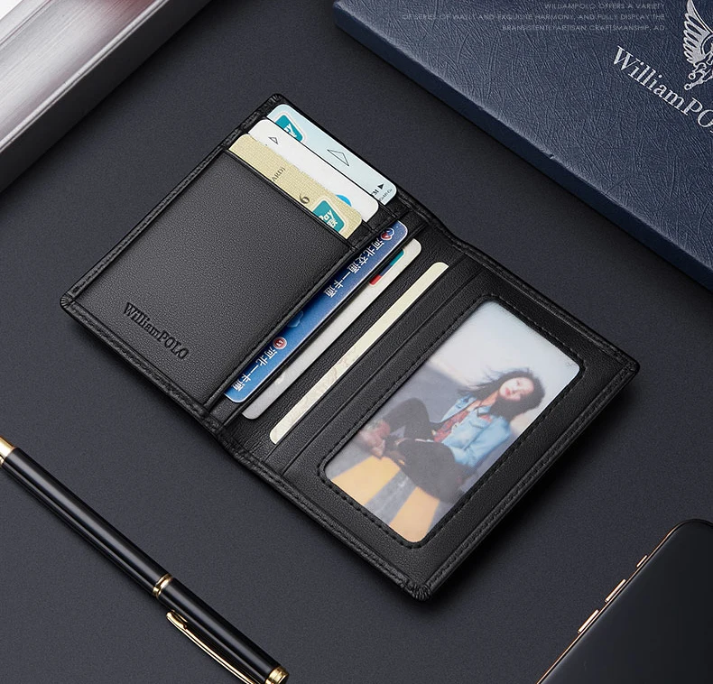 Men's Leather Wallet ultra thin vertical card holder multi function driver's license wallet high grade brand short Coin Purse