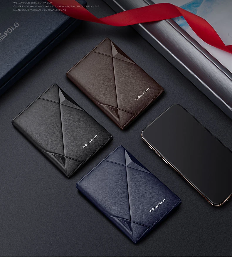 Men's Leather Wallet ultra thin vertical card holder multi function driver's license wallet high grade brand short Coin Purse