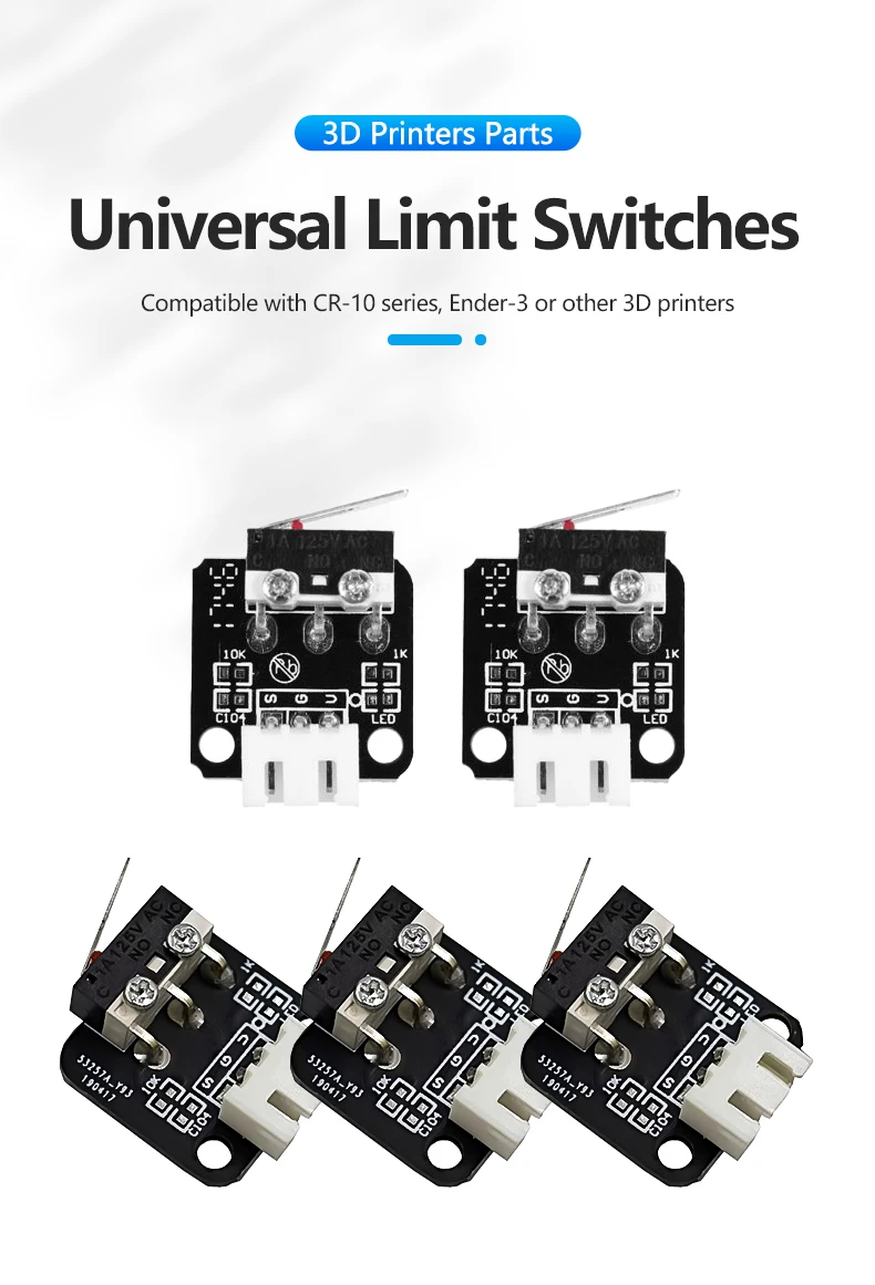 5PCS X/Y/Z Axis End Stop Limit Switch 3Pin N/O N/C Control easy to use Micro Switch For CR10 Series Ender 3 3D Printer Parts