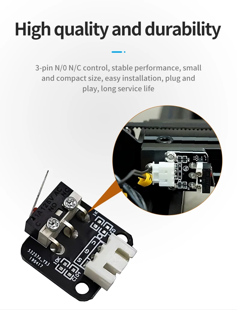 5PCS X/Y/Z Axis End Stop Limit Switch 3Pin N/O N/C Control easy to use Micro Switch For CR10 Series Ender 3 3D Printer Parts