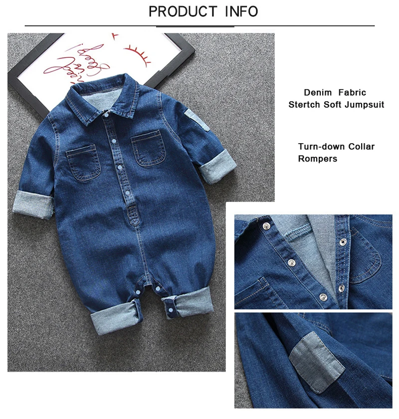 IENENS Baby Rompers Newborn Jumpsuits Clothes Denim One-pieces 0-18 Months Boy Girl Soft Suits Kids Clothes