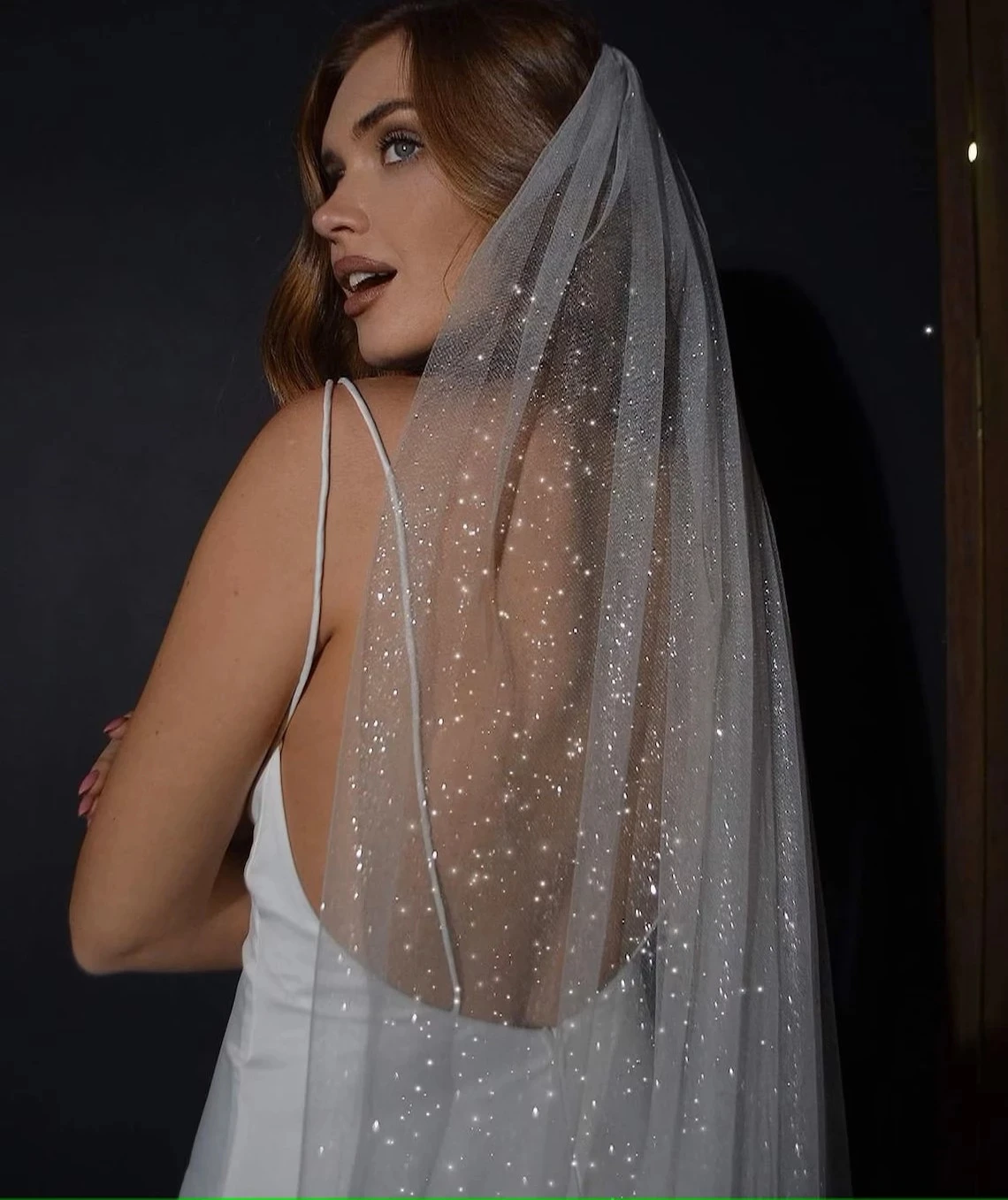 Shiny Cathedral Veil Sparking Wedding Bridal Veil white Ivory Champagne With Comb Customized veil Wedding Accessories