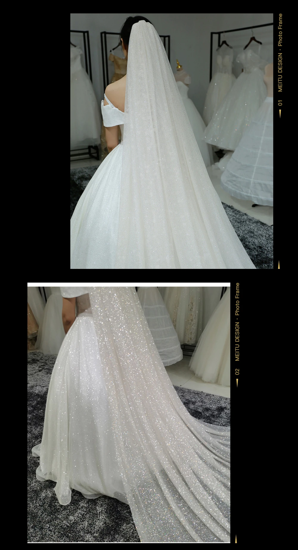 Shiny Cathedral Veil Sparking Wedding Bridal Veil white Ivory Champagne With Comb Customized veil Wedding Accessories