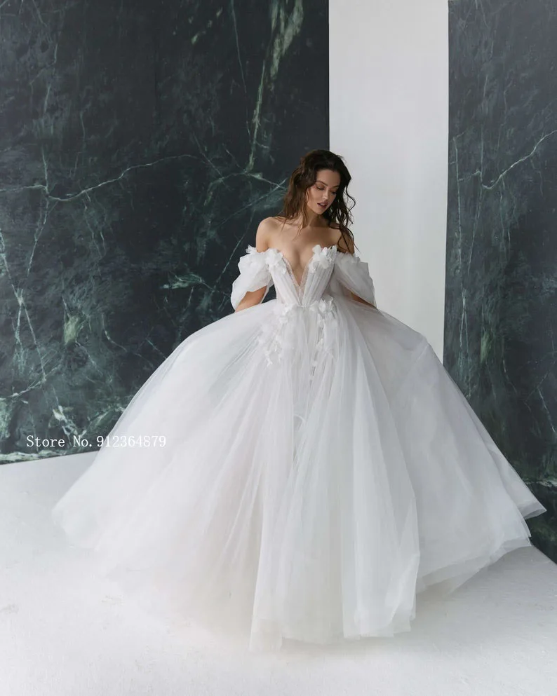 Graceful Hot Sale 3D FlowerWedding Dresses with Detachable Sleeves Wedding Gowns Sweetheart Bridal Dresses Open Back Appliqued