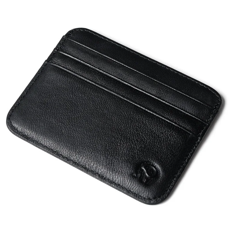 Vintage Cowhide Leather ID Card Bag With 7 Card Slots Super Thin Genuine Leather Bank Credit Card Holder Coin Purse Wallet