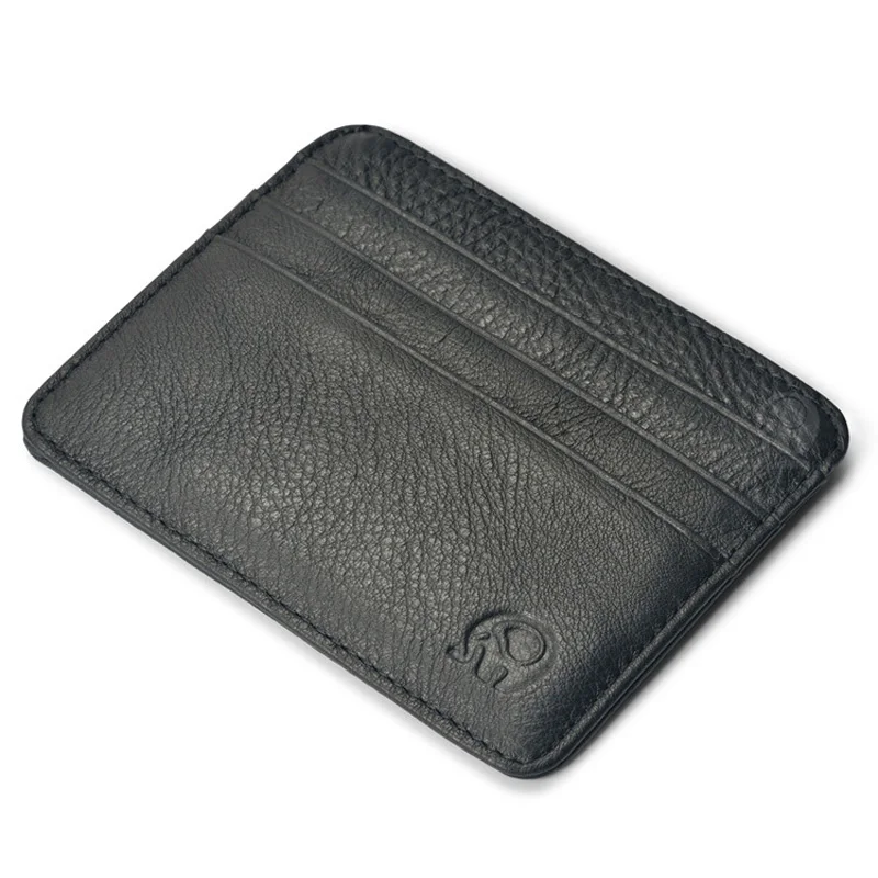 Vintage Cowhide Leather ID Card Bag With 7 Card Slots Super Thin Genuine Leather Bank Credit Card Holder Coin Purse Wallet