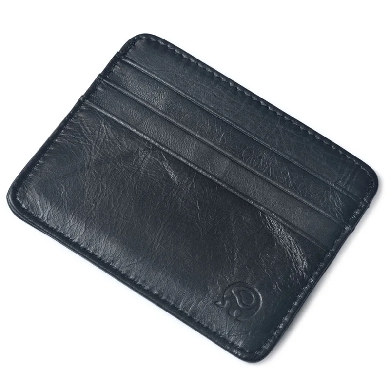 Vintage Cowhide Leather ID Card Bag With 7 Card Slots Super Thin Genuine Leather Bank Credit Card Holder Coin Purse Wallet