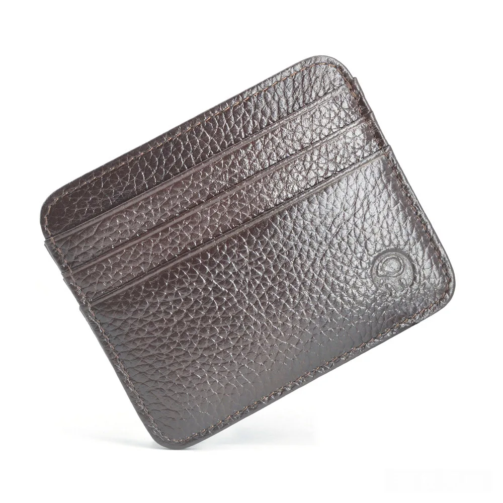 Vintage Cowhide Leather ID Card Bag With 7 Card Slots Super Thin Genuine Leather Bank Credit Card Holder Coin Purse Wallet