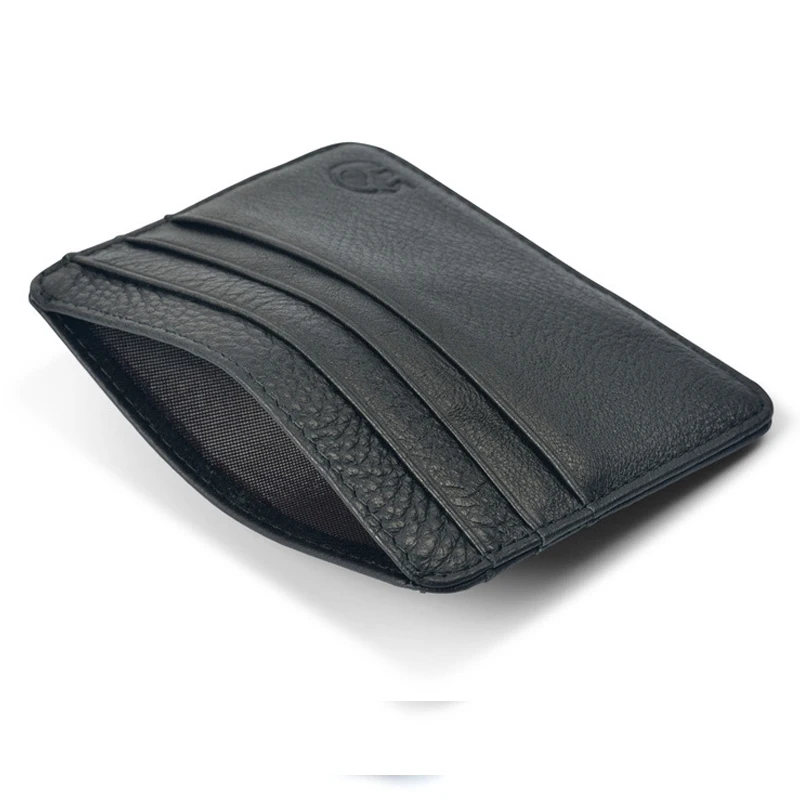 Vintage Cowhide Leather ID Card Bag With 7 Card Slots Super Thin Genuine Leather Bank Credit Card Holder Coin Purse Wallet