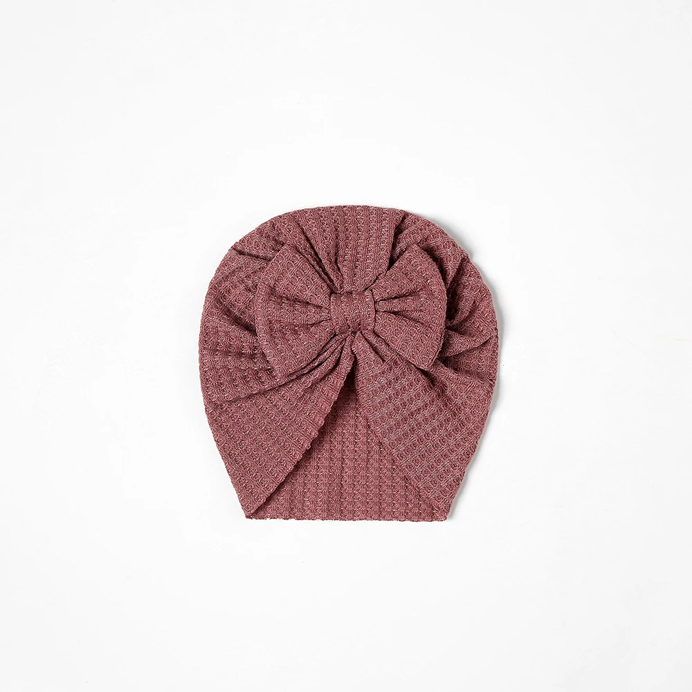 Waffle Bowknot Newborn Baby Girl Turban for Babies Soft Cotton Bow Infant Beanie Baby Headbands Toddler Baby Hair Accessories