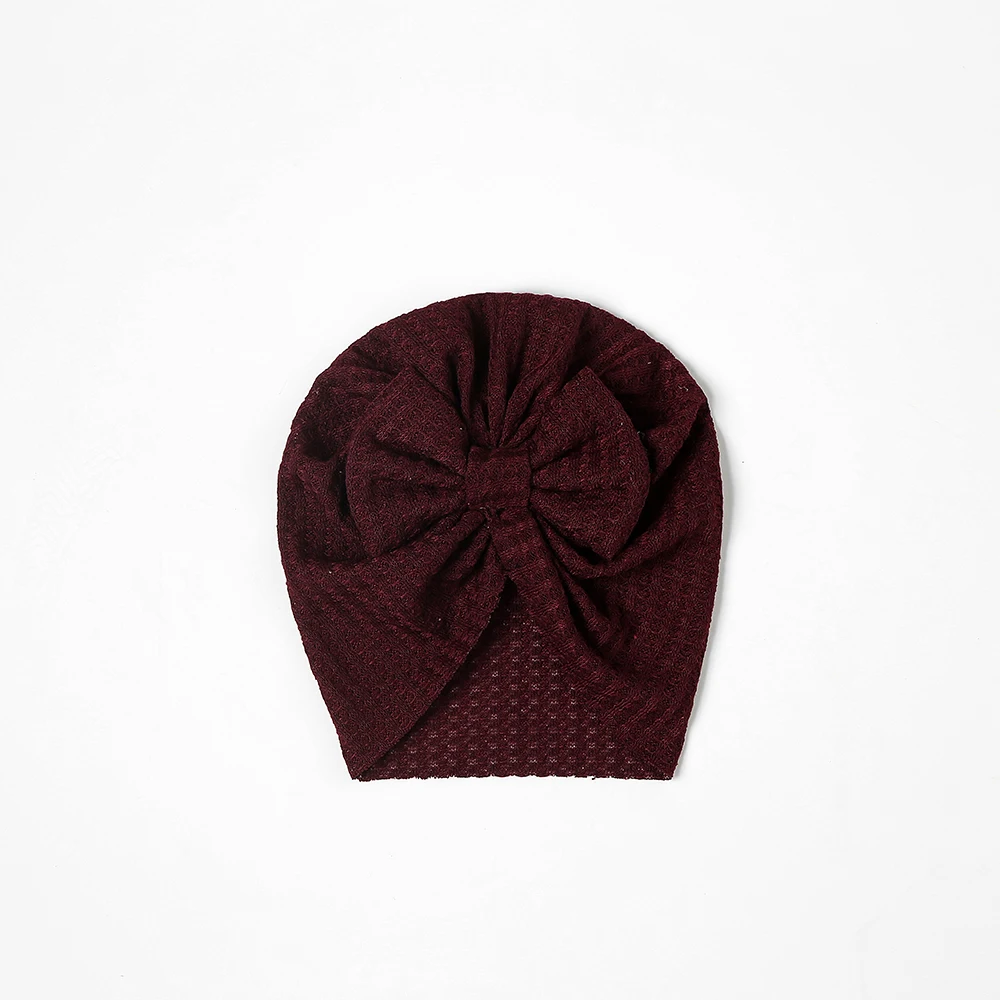 Waffle Bowknot Newborn Baby Girl Turban for Babies Soft Cotton Bow Infant Beanie Baby Headbands Toddler Baby Hair Accessories