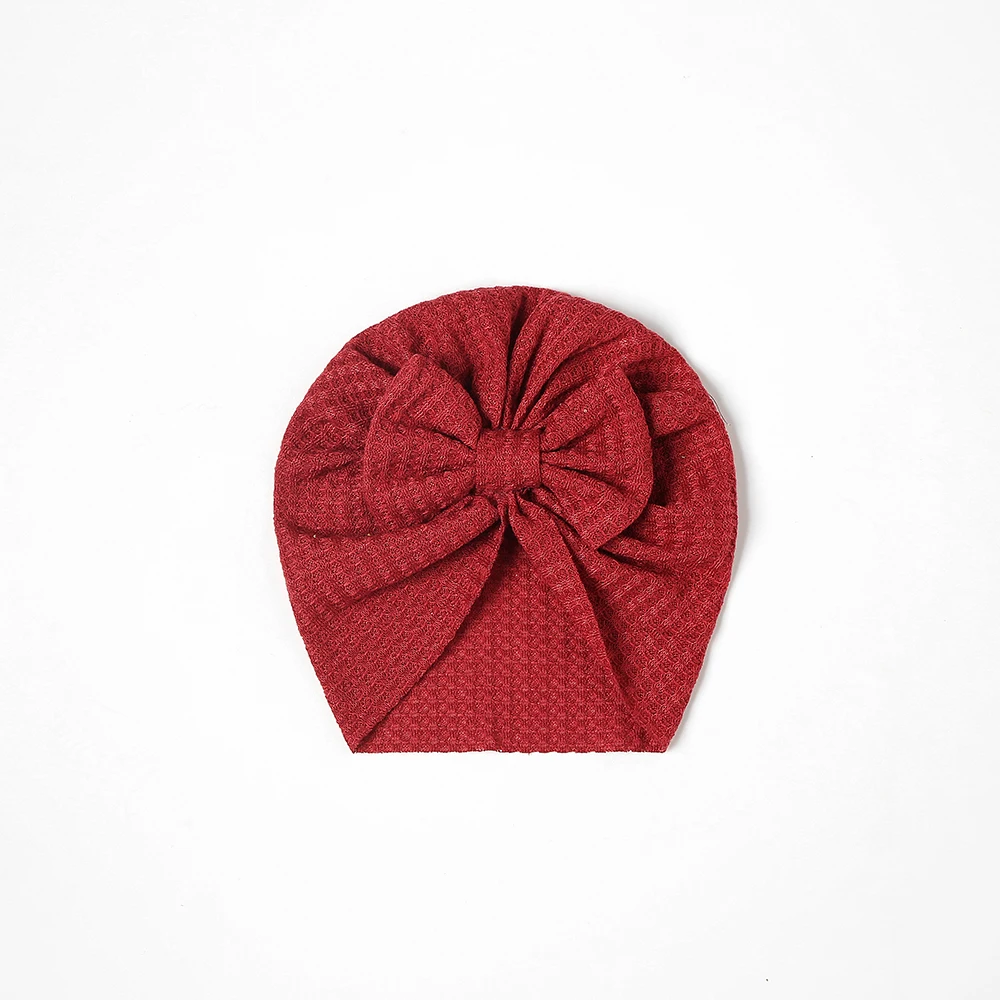 Waffle Bowknot Newborn Baby Girl Turban for Babies Soft Cotton Bow Infant Beanie Baby Headbands Toddler Baby Hair Accessories