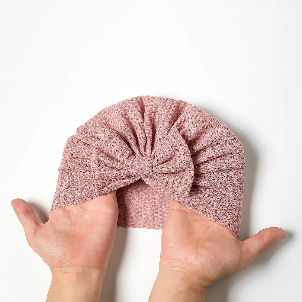 Waffle Bowknot Newborn Baby Girl Turban for Babies Soft Cotton Bow Infant Beanie Baby Headbands Toddler Baby Hair Accessories