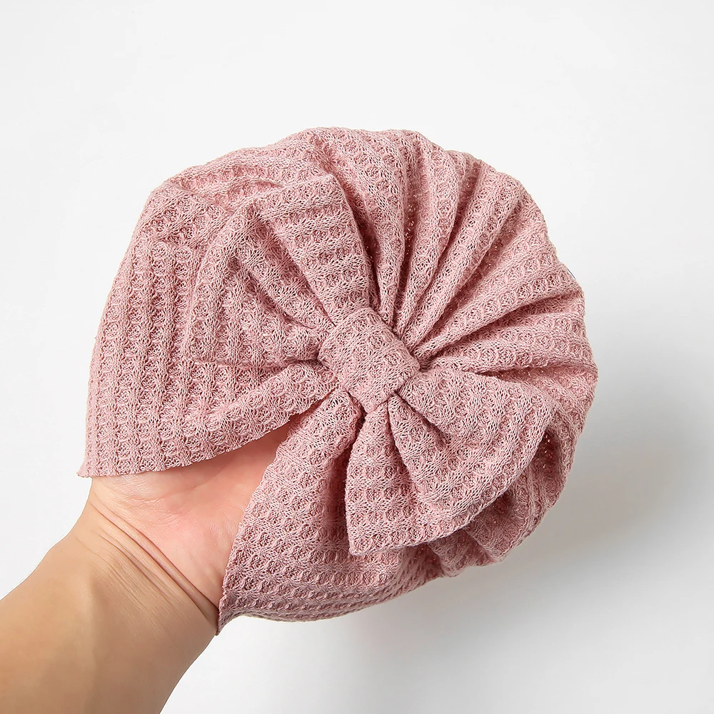 Waffle Bowknot Newborn Baby Girl Turban for Babies Soft Cotton Bow Infant Beanie Baby Headbands Toddler Baby Hair Accessories