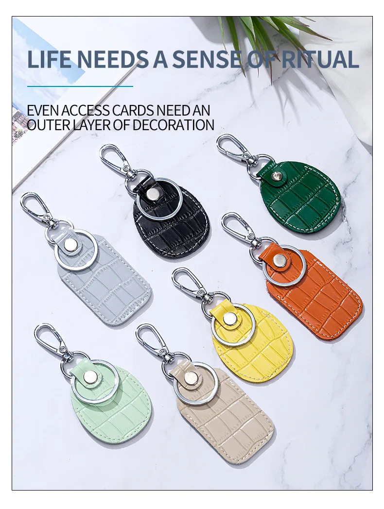 Entrance Guard Access Keychain Leather Cover for StarLine Alarm Tags PIK Intercom Keys Holder DIY Badge Case for The PanDect Tag