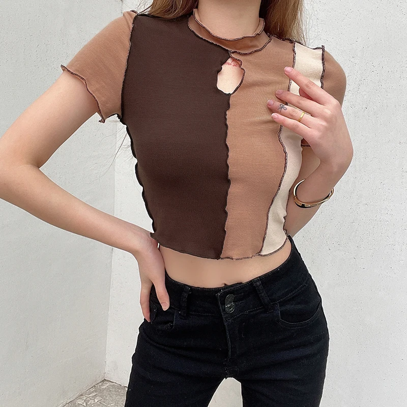 Y2k Sexy Punk Vintage Goth Black T Shirt Summer Clothes For Women Fashion Rhinestone Crop Top O-neck Short Sleeve Tee Streetwear