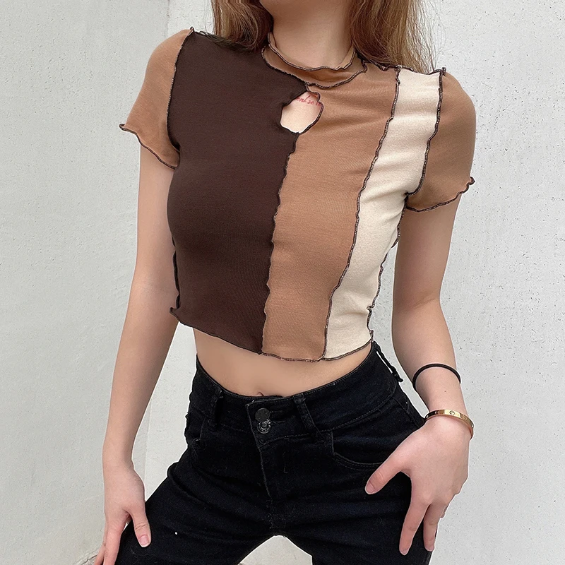 Y2k Sexy Punk Vintage Goth Black T Shirt Summer Clothes For Women Fashion Rhinestone Crop Top O-neck Short Sleeve Tee Streetwear