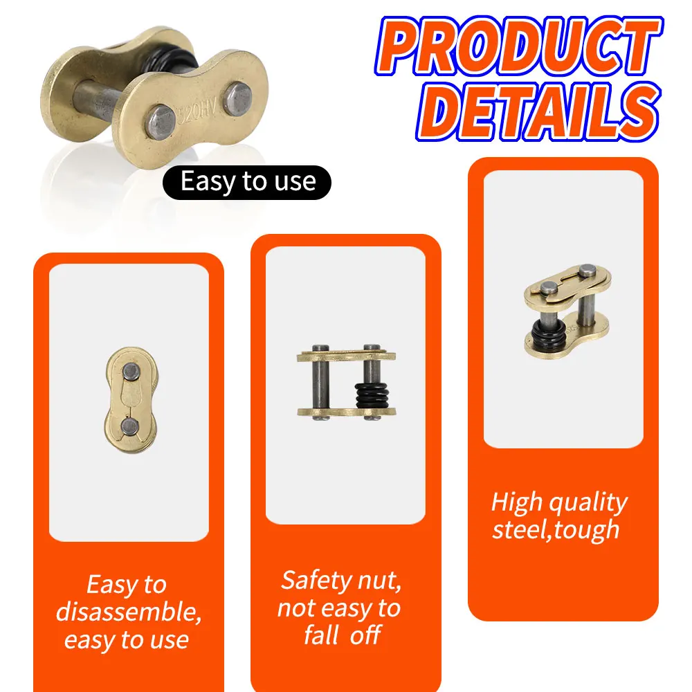 Motorcycle Chain Buckle Ring Link 420 428 520 525 530 Heavy Chain Connecting Connector Master Joint Link With O-Ring Chain Lock