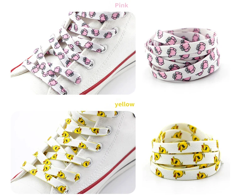 Cartoon Laces Shoe Athletic String No Elasticity Flat Shoelaces Of Sport White Leisure Women Sneaker Lacet Shoelaces Accessories