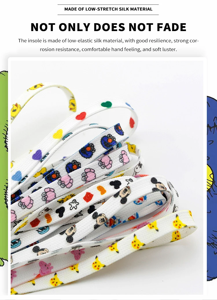 Cartoon Laces Shoe Athletic String No Elasticity Flat Shoelaces Of Sport White Leisure Women Sneaker Lacet Shoelaces Accessories