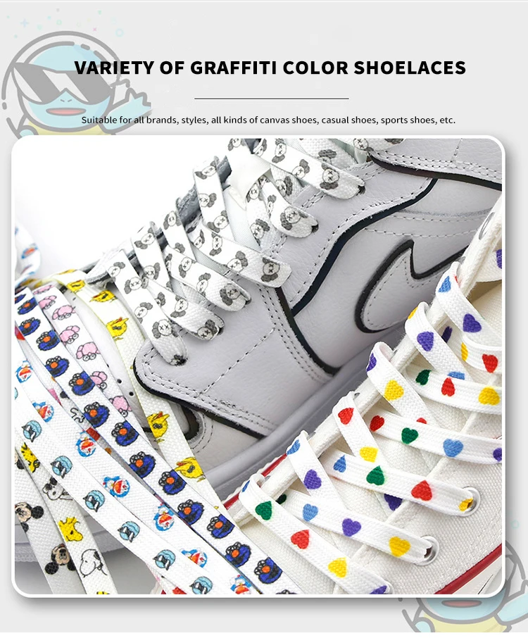 Cartoon Laces Shoe Athletic String No Elasticity Flat Shoelaces Of Sport White Leisure Women Sneaker Lacet Shoelaces Accessories