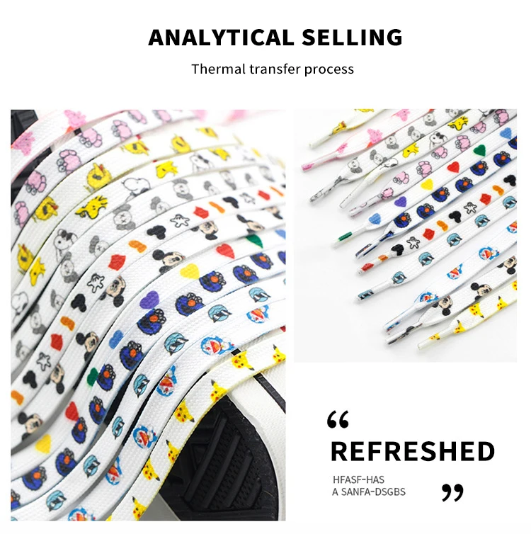 Cartoon Laces Shoe Athletic String No Elasticity Flat Shoelaces Of Sport White Leisure Women Sneaker Lacet Shoelaces Accessories