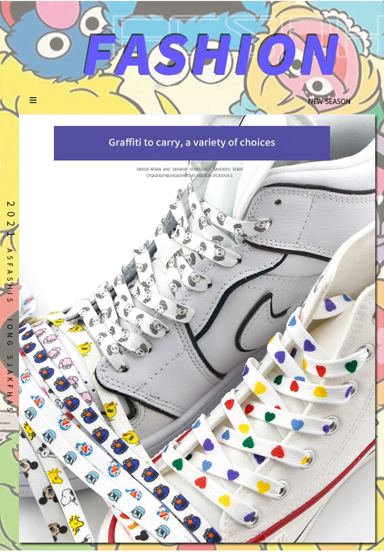 Cartoon Laces Shoe Athletic String No Elasticity Flat Shoelaces Of Sport White Leisure Women Sneaker Lacet Shoelaces Accessories