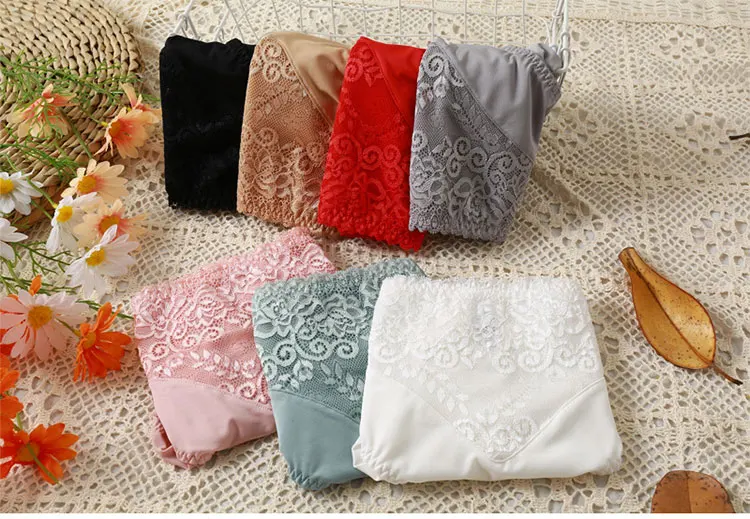 Plus Size Women Panties Sexy Lace Comfortable High Waist Milk Silk Panties for Women Underwear Ladies Briefs of Large Size XXXL