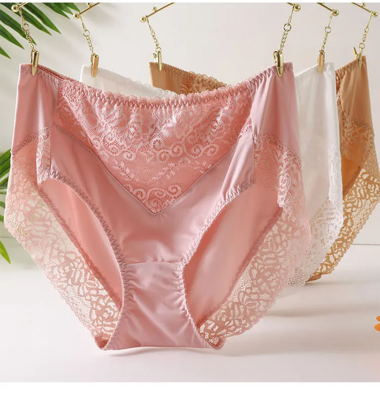 Plus Size Women Panties Sexy Lace Comfortable High Waist Milk Silk Panties for Women Underwear Ladies Briefs of Large Size XXXL