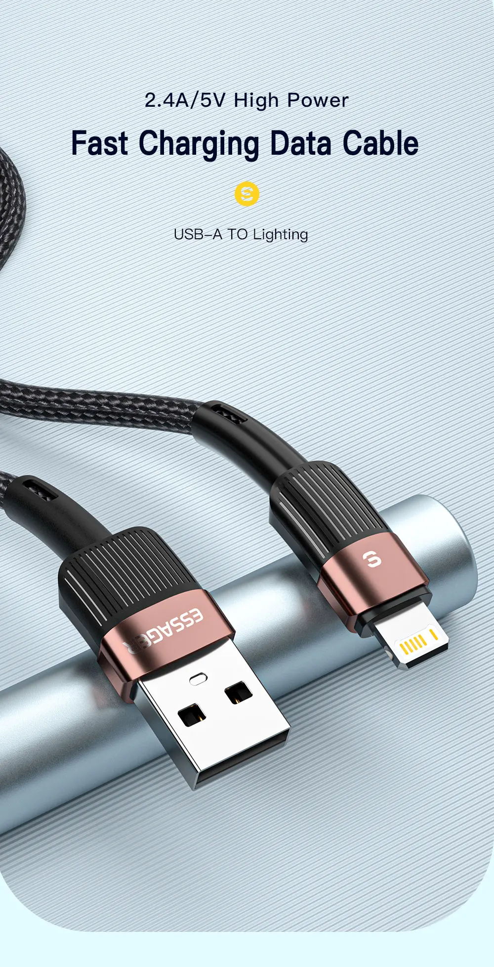 Essager USB Cable For Iphone14 13 12 11 Pro Max Xs Xr X SE 8 7 6 Plus Fast Charging Mobile Phone Data Line For Ipad Charger Wire
