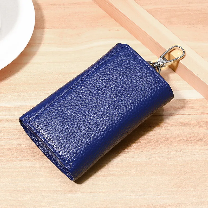 Unisex Genuine Leather Key Holder Wallet - Car/House Key Organizer with Card Slots, Compact Keychain Bag (Gift Ready