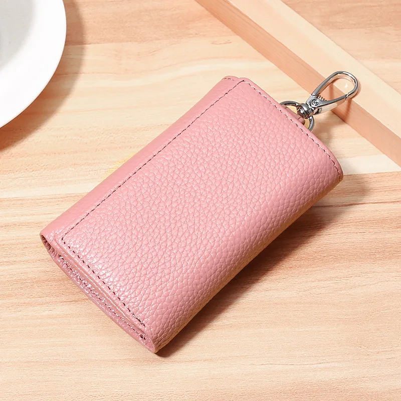 Unisex Genuine Leather Key Holder Wallet - Car/House Key Organizer with Card Slots, Compact Keychain Bag (Gift Ready