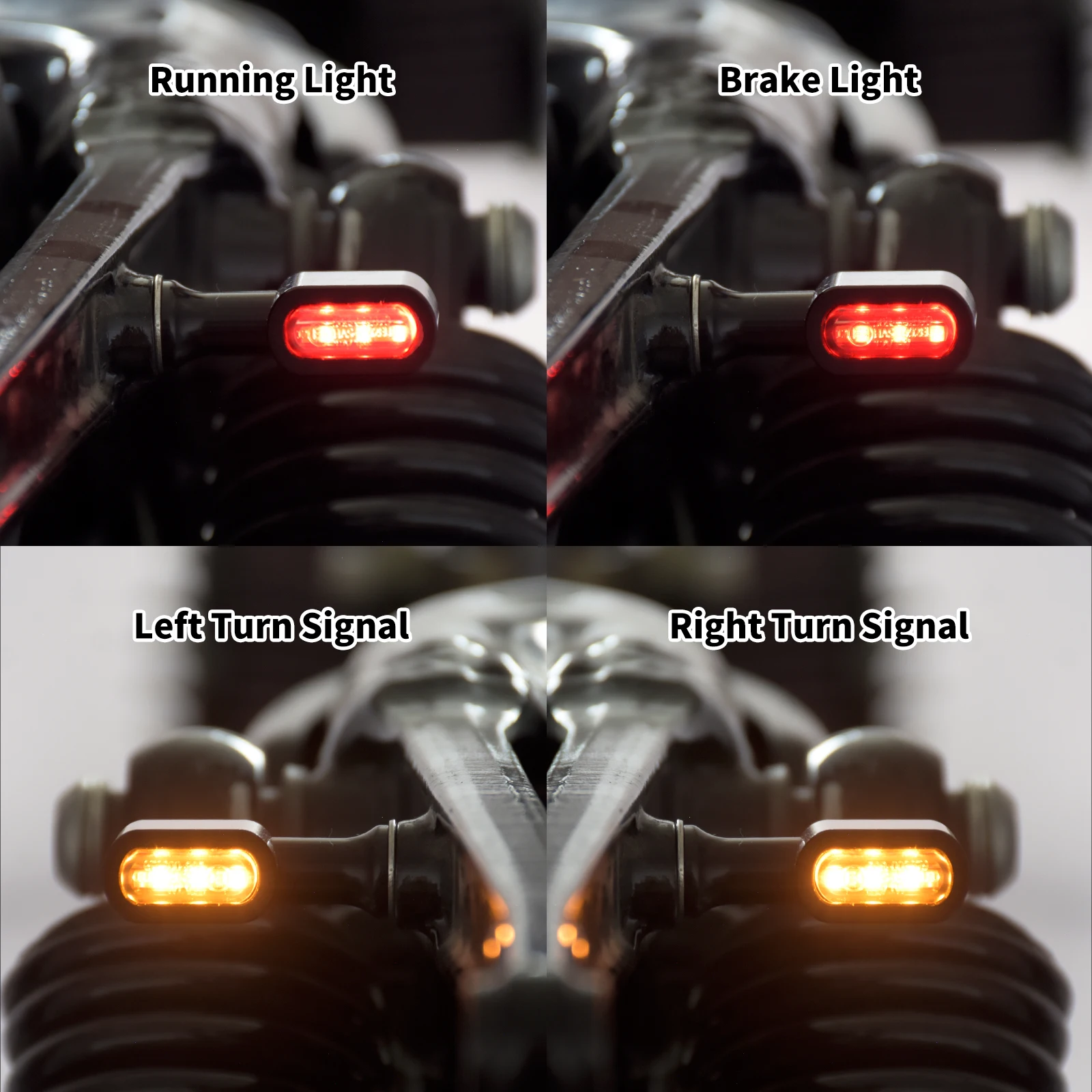 2xMotorcycle Mini Rear E Mark LED Turn Signal Red Running Brake Lamp For Harley Softail Touring Sportster XL 883 Cafe Racer Dyna