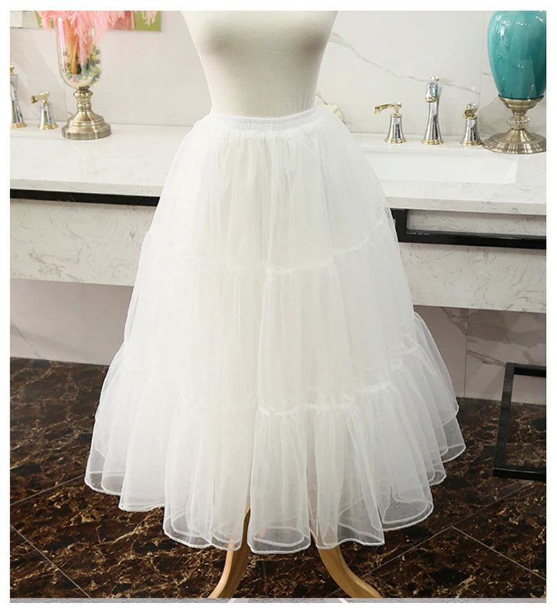 80CM Long Puffy Organza Skirt Halloween Women Crinoline Vintage Petticoat for Wedding Evening Cosplay Underskirt Rockabilly Tutu