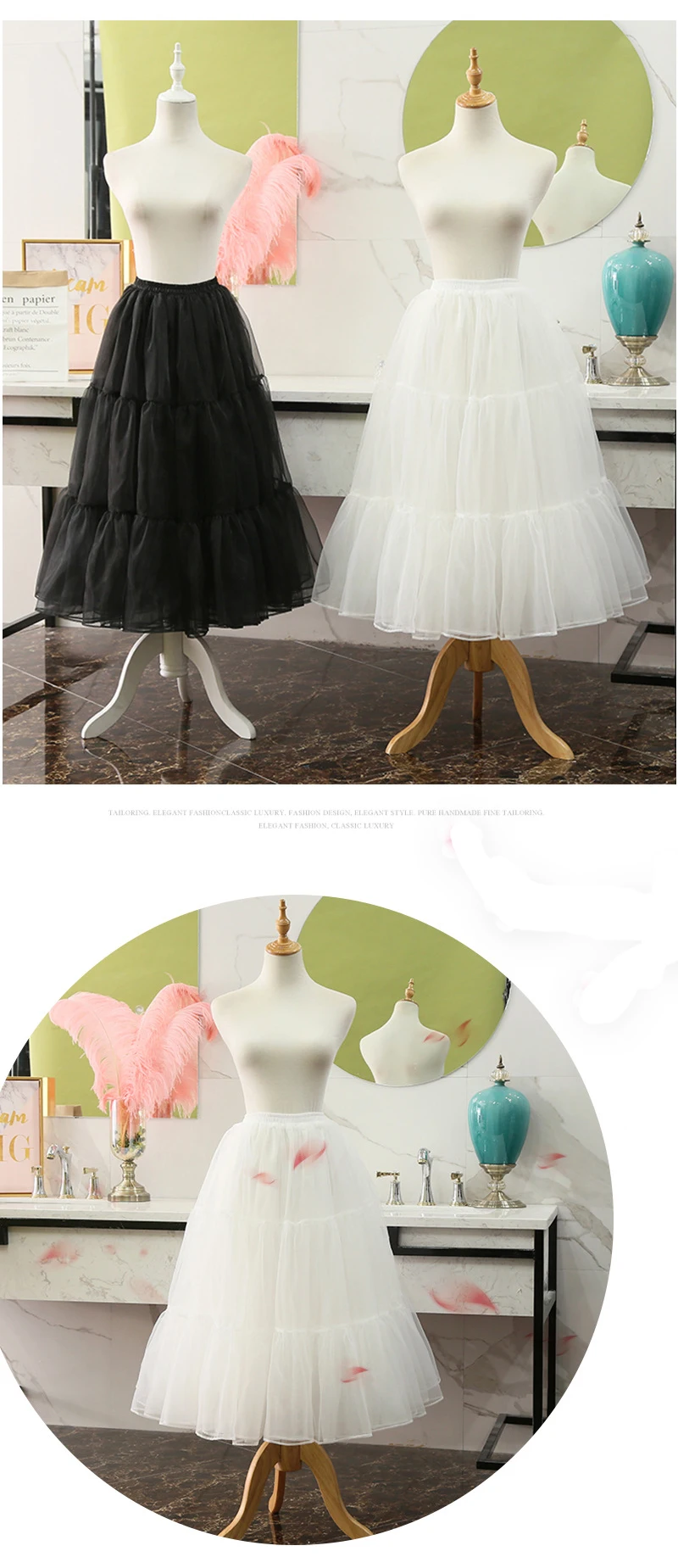 80CM Long Puffy Organza Skirt Halloween Women Crinoline Vintage Petticoat for Wedding Evening Cosplay Underskirt Rockabilly Tutu