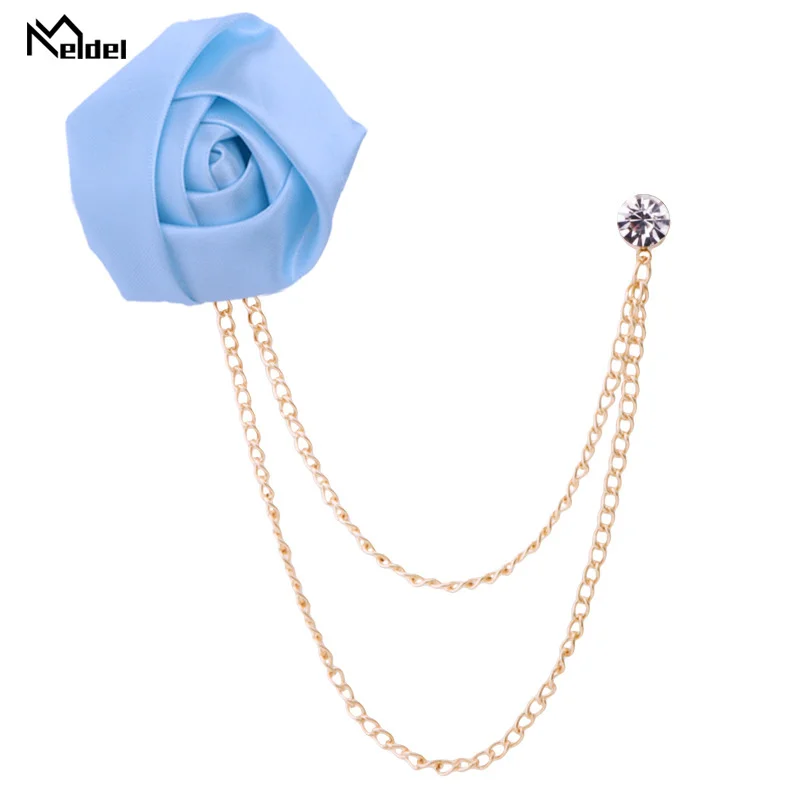 New Fashion Metal Rhinestone Crystal Brooch Men's Suit Shirt Collar Pin Artificial Silk Plastic Rose Flowers Corsage Brooches