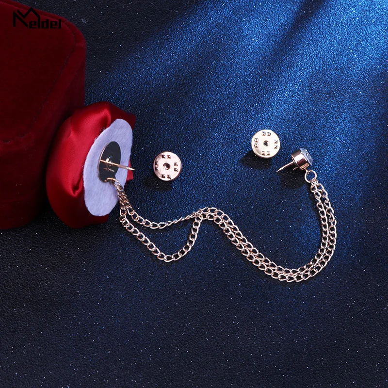 New Fashion Metal Rhinestone Crystal Brooch Men's Suit Shirt Collar Pin Artificial Silk Plastic Rose Flowers Corsage Brooches