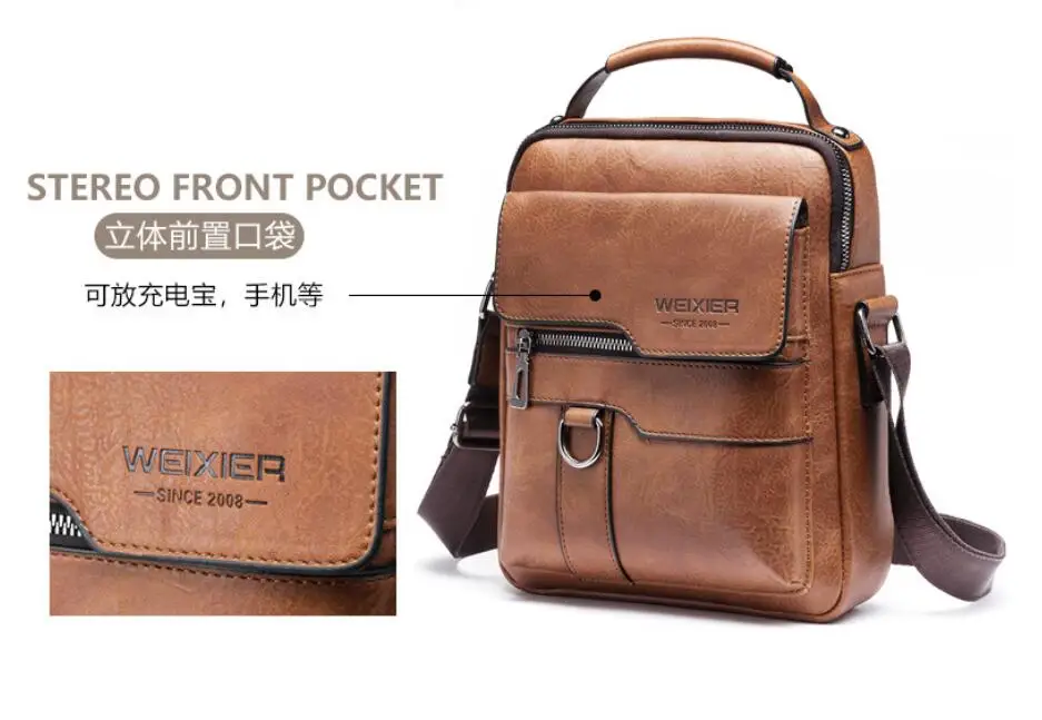 2021 New Men's Messenger Bag Brand designer PU Leather Retro Large-capacity Shoulder Bag Man Handbag Travel Backpack Sac à main