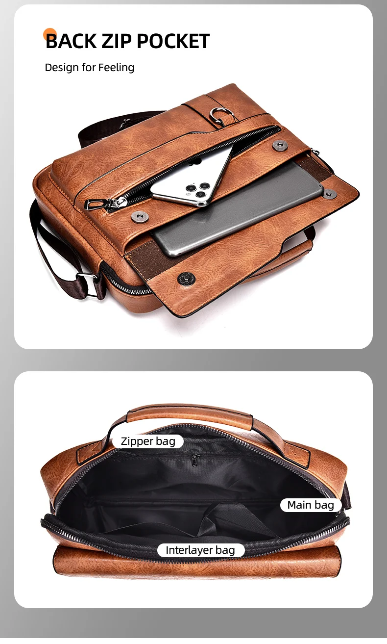 2021 New Men's Messenger Bag Brand designer PU Leather Retro Large-capacity Shoulder Bag Man Handbag Travel Backpack Sac à main
