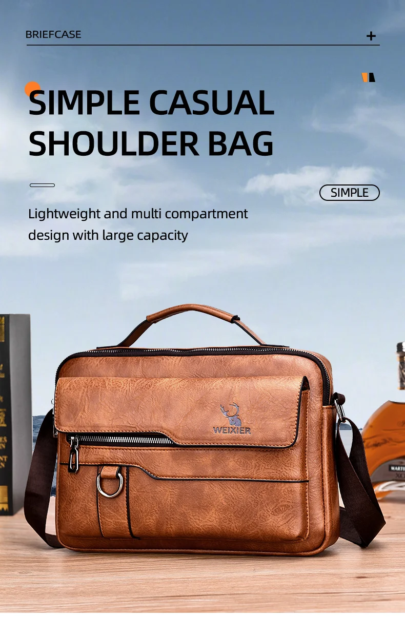 2021 New Men's Messenger Bag Brand designer PU Leather Retro Large-capacity Shoulder Bag Man Handbag Travel Backpack Sac à main