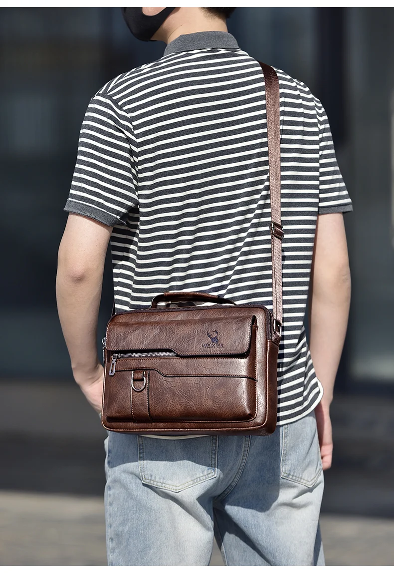 2021 New Men's Messenger Bag Brand designer PU Leather Retro Large-capacity Shoulder Bag Man Handbag Travel Backpack Sac à main