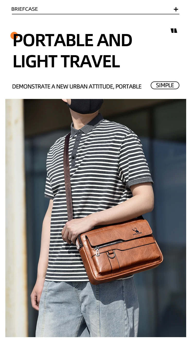 2021 New Men's Messenger Bag Brand designer PU Leather Retro Large-capacity Shoulder Bag Man Handbag Travel Backpack Sac à main