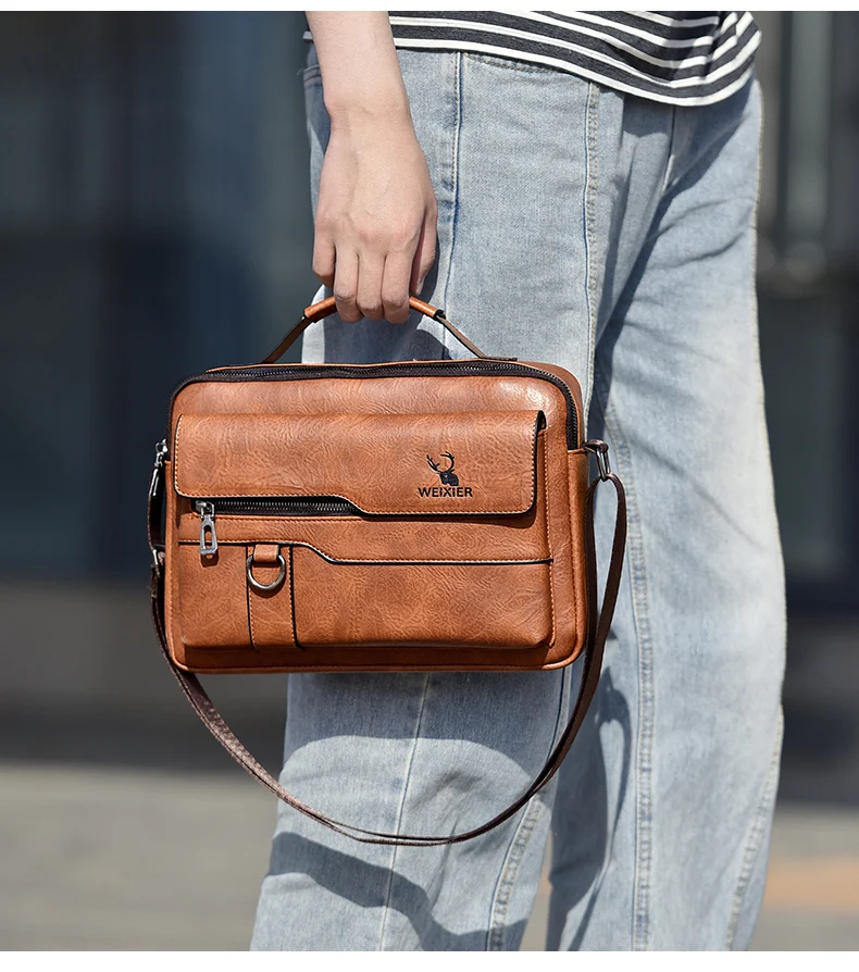 2021 New Men's Messenger Bag Brand designer PU Leather Retro Large-capacity Shoulder Bag Man Handbag Travel Backpack Sac à main